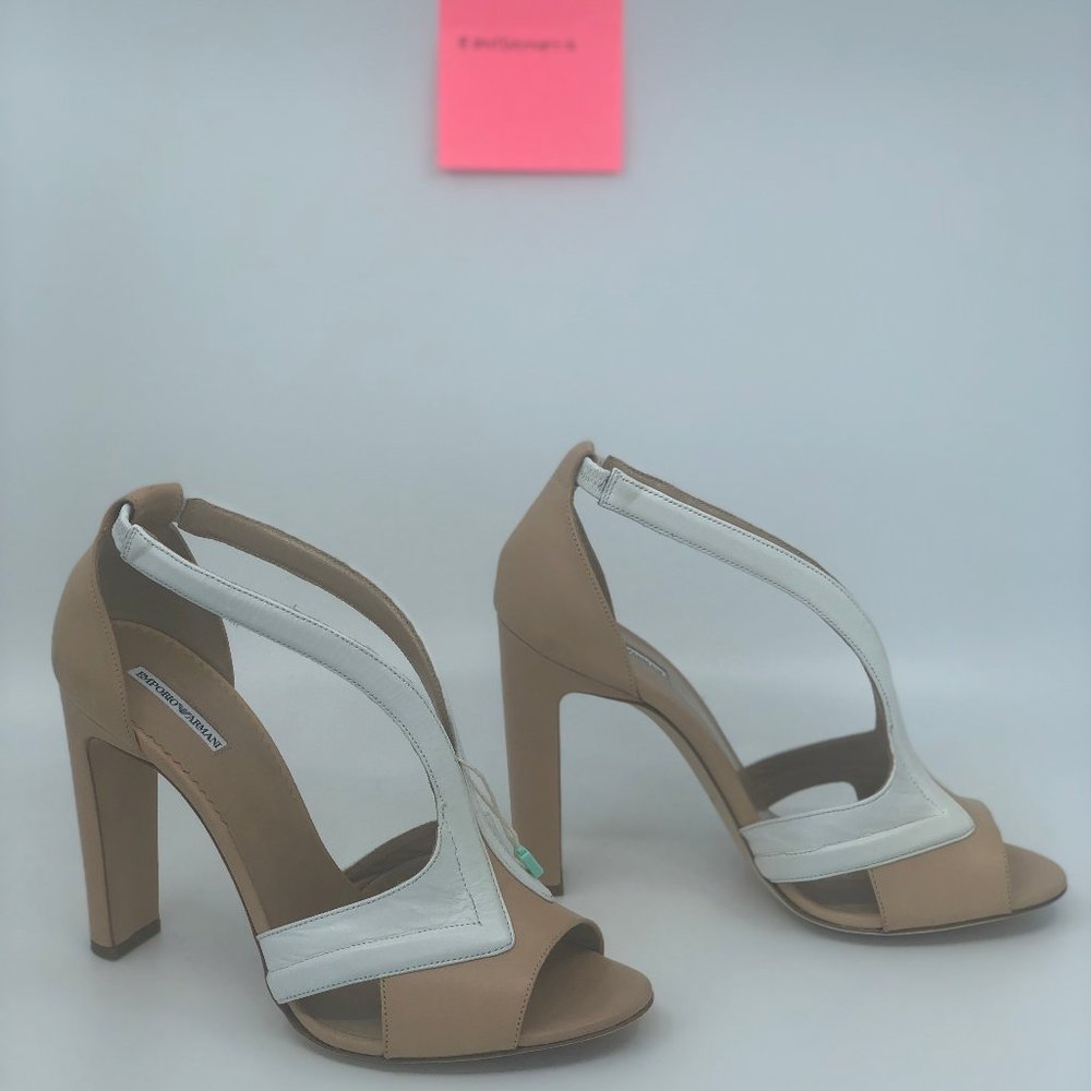 Emporio Armani Nude & White Sandals